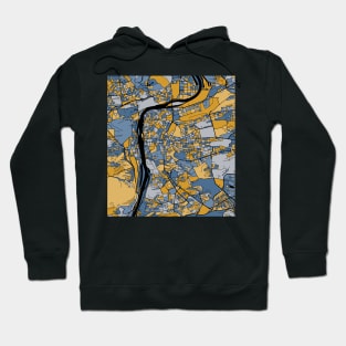 Prague Map Pattern in Blue & Gold Hoodie